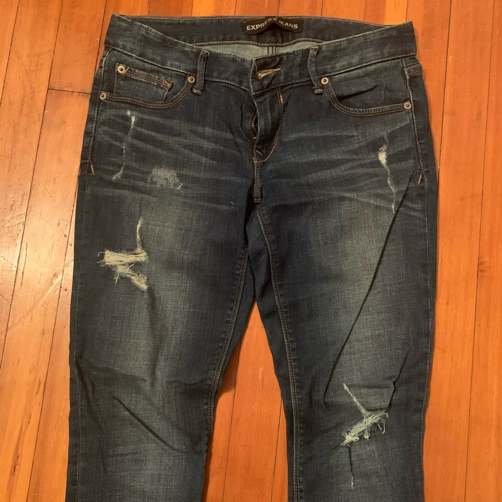 Express Distressed Skinny Jeans